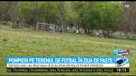 Pompieri pe terenul de fotbal, &icirc;n ziua de Paște. ISU Bacău: &rdquo;Desfășurau activitatea de pregătire fizică&rdquo;