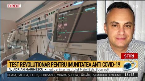 Test prețios pentru imunitatea anti COVID-19. Medicul Adrian Marinescu: E foarte important pentru un pacient