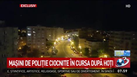 Maşini de poliţie, ciocnite în cursa după hoţi