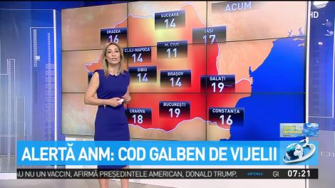 Alertă ANM: Cod galben de vijelii, descărcări electrice și intensificări ale v&acirc;ntului