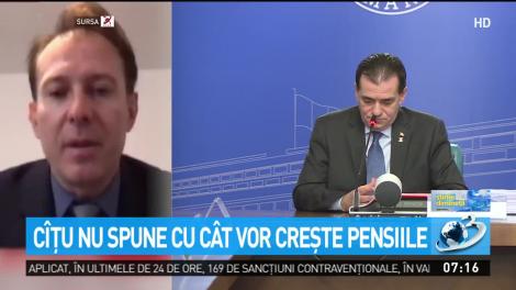 Florin C&icirc;țu nu spune cu c&acirc;t cresc pensiile