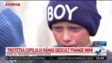 Copil din Botoșani, &icirc;n lacrimi după ce a rămas fără adidași &icirc;ntr-un incendiu care a distrus casa familiei