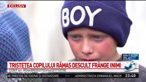 Copil din Botoșani, în lacrimi după ce a rămas fără adidași într-un incendiu care a distrus casa familiei