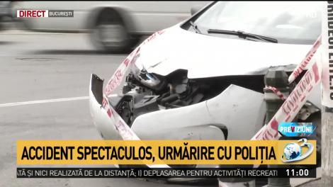 Accident spectaculos &icirc;n București. Polițist lovit de un șofer oprit &icirc;n trafic. Cum s-a terminat operațiunea