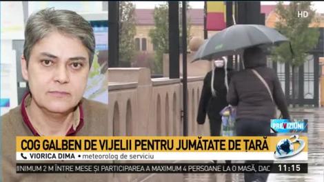 Cod galben de vreme rea &icirc;n 19 județe ale țării, p&acirc;nă la ora 23.00