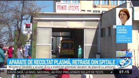 Aparatele de recoltat plasmă, retrase din spitale. Tătaru, reacție după acuzații