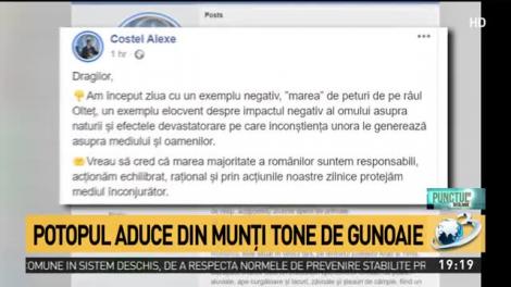 Catastrofă ecologică! Potopul aduce din munţi tone de gunoaie