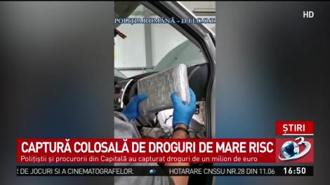 Captură colosală în București. Drgouri de peste un milion de euro, descoperite într-o mașină