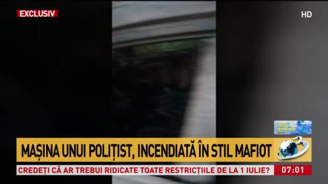 Mașina unui polițist, incendiată &icirc;n stil mafiot. Nu a mai rămas absolut nimic din ea