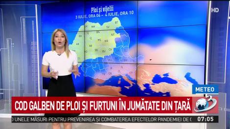 Alertă METEO: Cod galben de ploi și furtuni în jumătate din țară, cod galben de caniculă pentru cealaltă jumătate