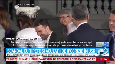 Scandal cu ţipete şi acuzaţii de ipocrizie în USR