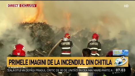 Incendiu puternic l&acirc;ngă Capitală, chiar l&acirc;ngă un rezervor de motorină de 5 tone. Pericol extrem de mare