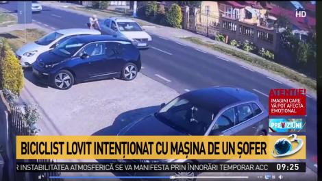 Biciclist lovit intenţioant cu maşina de un şofer