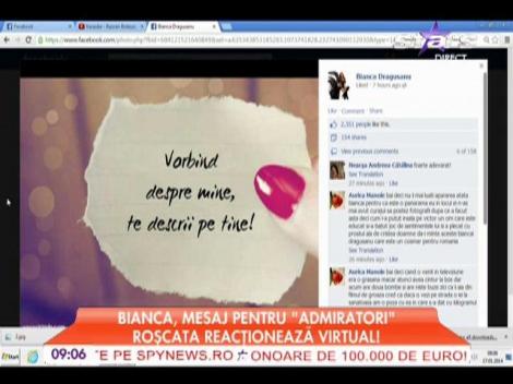 Bianca, mesaj pentru "admiratori"