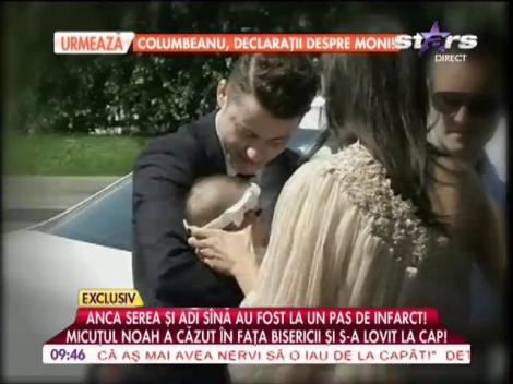 Anca Serea şi Adi Sînă, la un pas de infarct! Micuţul Noah a căzut în faţa bisericii şi s-a lovit la cap!
