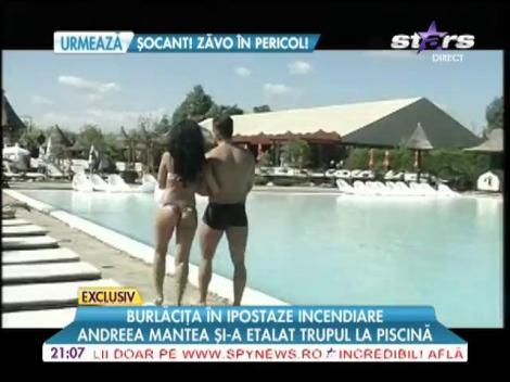 Burlăciţa Andreea Mantea şi-a etalat trupul la piscină