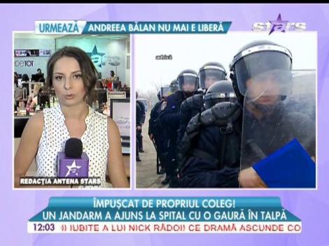 Un jandarm a fost împuşcat în picior de propriul coleg