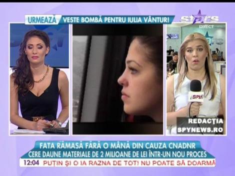 Fata rămasă fără o mână din cauza CNADNR cere daune de 2 milioane într-un nou proces