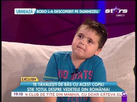 Te tăvăleşti de ras cu acest copil! Ştie tot despre vedetele din România