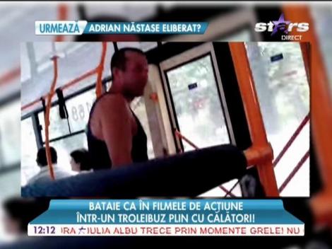 Bătaie ca-n filme într-un troleibuz plin de călători