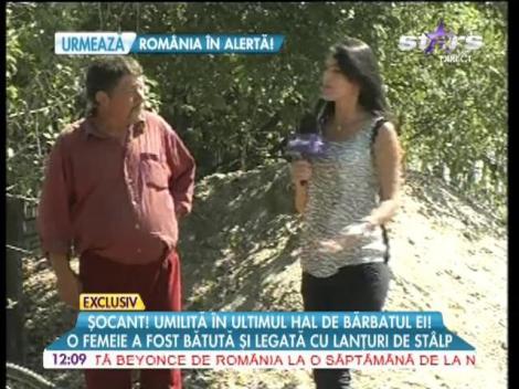 Femeie bătută şi legată cu lanţuri de stâlp!