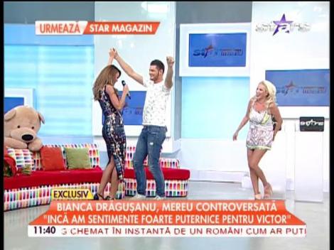 Dedicaţie specială pentru Victor Slav! Bianca Drăguşanu a cântat şi dansat manele, în direct! Posteriorul ei bombat  a atras toate privirile