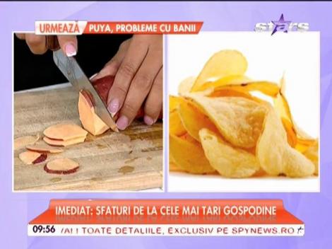 Raluca Dumitru îţi recomandă o gustare delicioasă: Chips-uri sănătoase din cartofi dulci