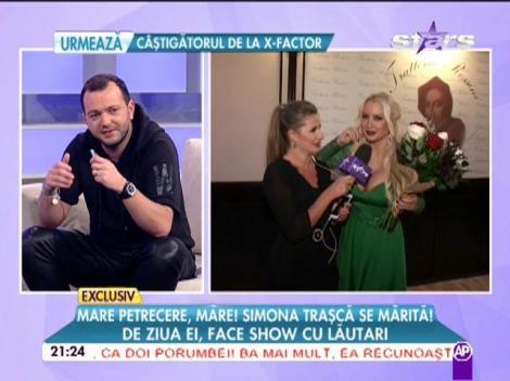 Spune că e &icirc;ndrăgostită lulea de logodnicul ei, dar se distrează de ziua ei cu un alt t&acirc;năr! Cine i-a dăruit un buchet de flori Simonei Traşcă