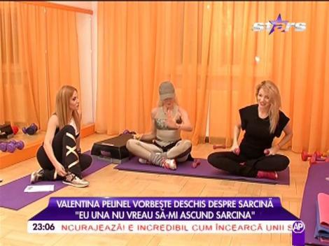 Valentina Pelinel a făcut sport la TV! Cu ce exerciţii se menţine în formă pe perioada sarcinii
