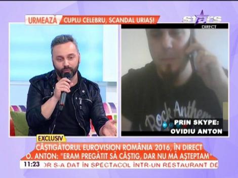 Ovidiu Anton, câştigătorul Eurovision România 2016 a mărturisit în direct: "Fetiţa mea a plâns"