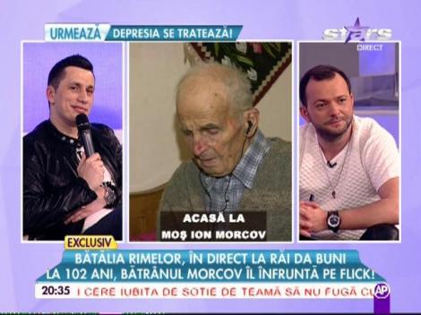 Bătălia rimelor la "Răi da' buni"! La 102 ani, Moş Morcov îl înfruntă pe Flick. Poeziile bătrânului i-au dat de bătăi de cap