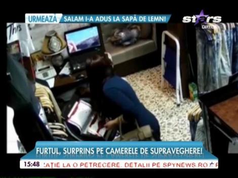 A furat un telefon de sub nasul vânzătoarei! Furtul, surprins pe camerele de supraveghere