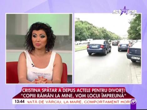 Primele declarații ale Cristinei Spătar, după ce a ieșit de la notar: "Îmi pare rău, asta e alegerea soțului meu "