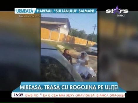 Nuntă ca la Vaslui nu face nimeni! Mireasă trasă cu rogojina pe ulițe!