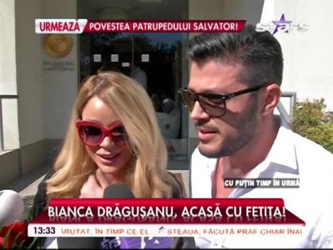 Bianca Drăgușanu &icirc;și duce fetiţa acasă. Primele imagini cu frumoasa vedetă după ce a născut