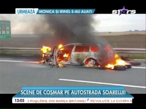O maşină a ars în totalitate pe autostrada Soarelui