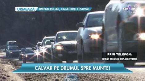Pe DN1, drumul spre munte, se circulă bară la bară!