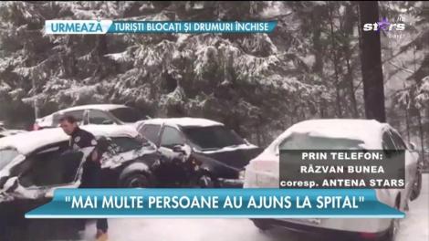 Accidente în lanţ la Sinaia din cauza ninsorii şi a viscolului