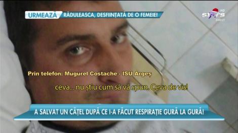 Un pompier a salvat din ghearele morţii un căţeluş intoxicat cu fum