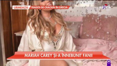 Mariah Carey s-a pozat în lenjerie intimă, lângă bradul de Crăciun