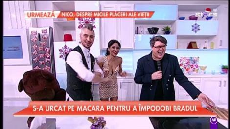 Fuego a avut parte de cea mai tare fază de Crăciun! Artistul, nevoit să se urce pe macara pentru a împodobi bradul