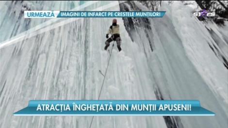 Cascada Pișoaia din munții Apuseni a îngheţat bocnă
