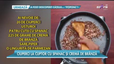 Ciuperci la cuptor cu spanac și cremă de brânză