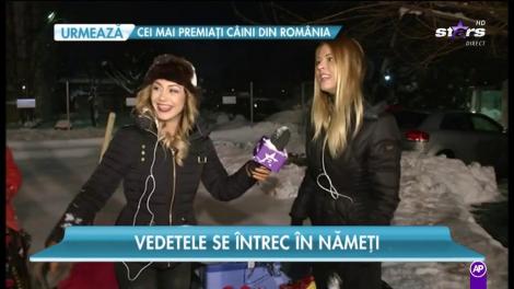 Vedetele se întrec în nămeţi! Cel mai original om de zăpadă!