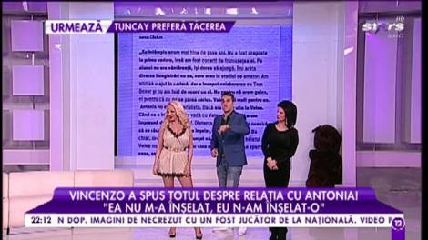 Vincenzo a spus tot despre relația cu Antonia: ”Ea nu m-a înșelat, eu n-am înșelat-o”
