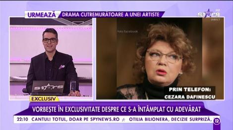 Cezara Dafinescu a fost supusă la o operație de opt ore