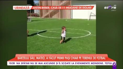 Băiatul lui Messi, Matteo, a făcut primii pași chiar pe terenul de fotbal