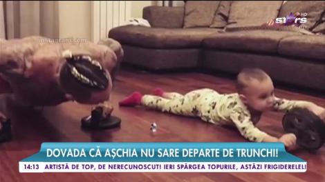 Alex Velea &icirc;l &icirc;nvaţă pe Dominic să facă sport, iar micuţul este foarte ascultor