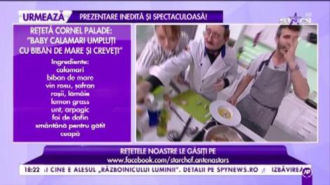 Rețeta lui Cornel Palade: ”Baby calamari umpluți cu biban de mare și creveți”