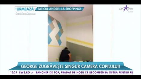 George zugrăvește singur camera copilului!